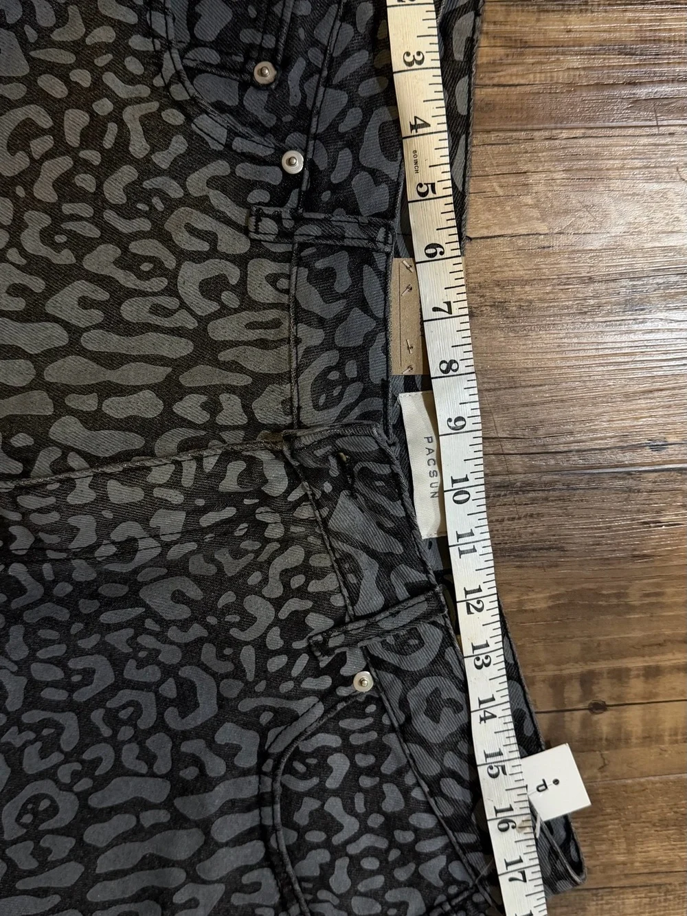 PacSun Men's Black and Gray Animal-Print Denim Shorts